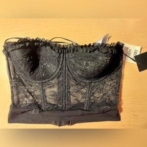 black lace bustier going out top